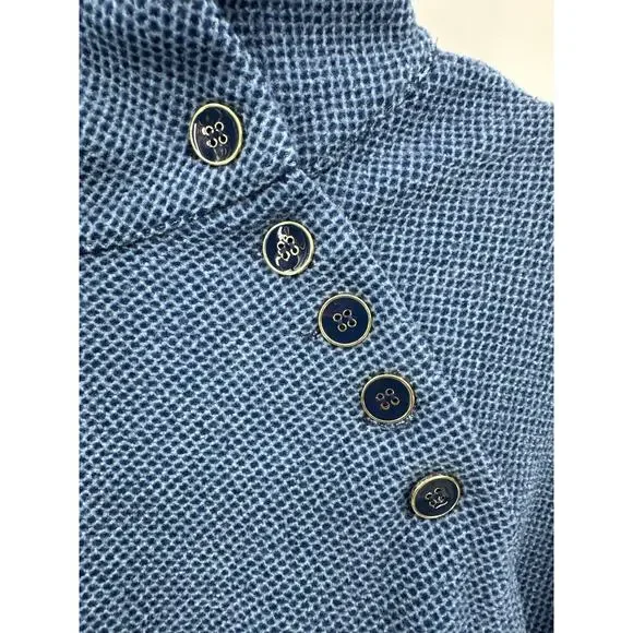 J McLaughlin Marisa Fleece Top Button Detailed High Neck Blue Size Medium - Picture 6 of 10